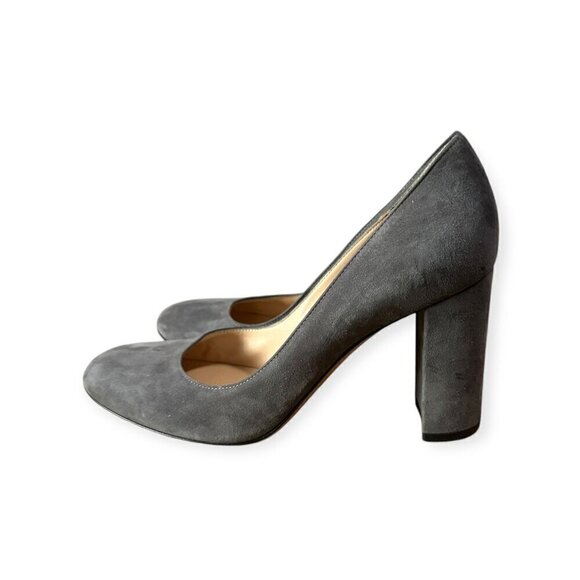 Gianvito Rossi Round Toe 85mm Block Heel Pumps, Gray Suede, 39.5 EU - Picture 5 of 12